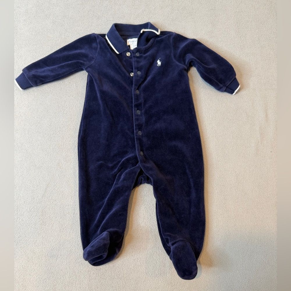 Ralph Lauren Deep Blue Velour Jacket size 3M